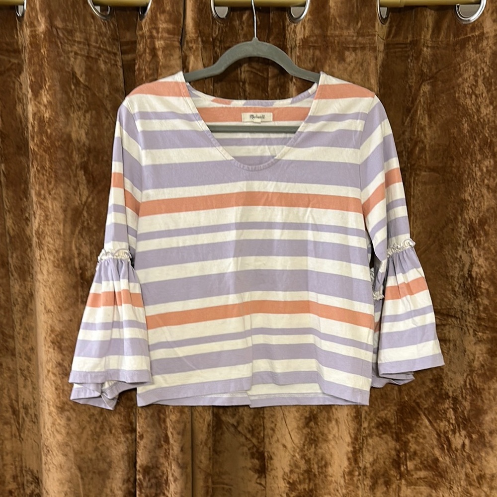 Striped Bell Sleeve Madewell blouse